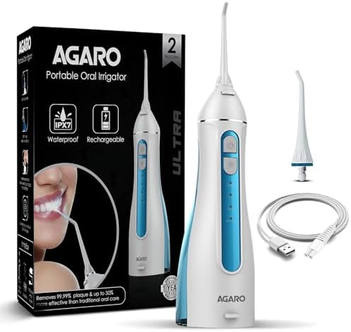 Oral Irrigator, Portable, Cordless & Rechargeable, 4 Cleaning Modes, IPX7 Waterproof with 200ml Water Tank, Flossing at Home & Travel, Oral Flosser, Dental Flosser for teeth