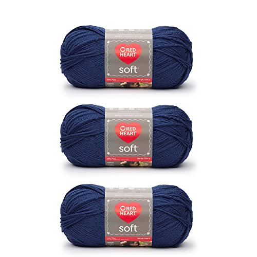 Image of Red Heart Soft Royal Blue Yarn - 3 Pack of 141g /5oz - Acrylic - 4 Medium (Worsted) - 256 Yards - Knitting /Crochet