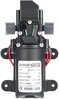 VerRich 12V Water Pumps, Diaphragm Pump 20MM Connector Self Priming High Pressure Pump for Motorhome,Caravan,Boat Garden
