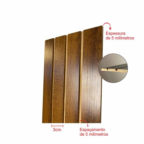 Placa Painel de Madeira Ripado 15x53cm Decorativa Cor Embuia