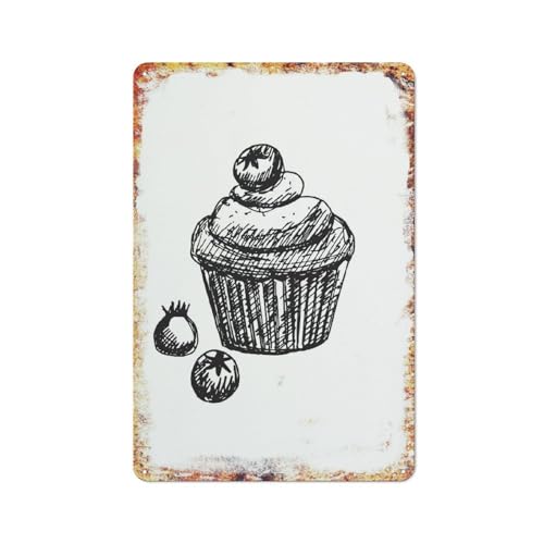 Pancakes Cupcake Poster Poster Brunch Wall Decor Breakfast Art Metal Tin Sign Plaque Poster Vintage Culture Wall Decor Aluminum Garden Restaurant Living Room Bedroom Gift 12 * 8 inch