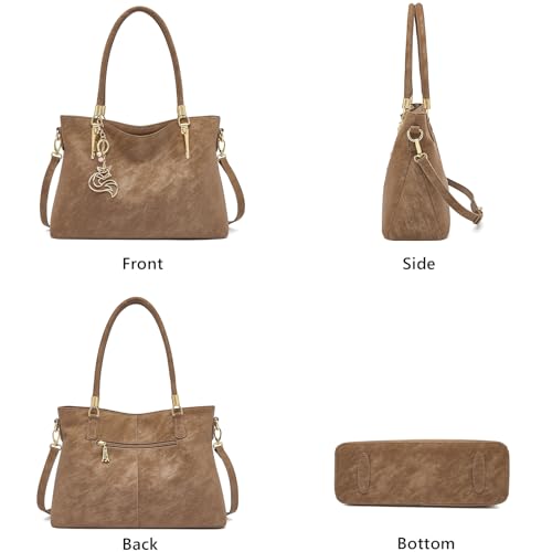 Image of FOXLOVER Soft Genuine Leather Medium Purses for Women Tote Bag Handbags with Top-handles Shoulder Satchel Purse