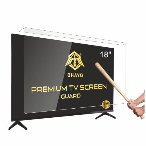 Image of OHAYO 18 Inch Acrylic TV Screen Protector | Compatible with All 18 Inch LED, LCD, OLED, QLED & Smart TVs | 3mm Clear Protective Shield | Not Tempered, Not Glass | 9H Hardness | Military Strength | Scratch Resistant | Splash Resistant | Ultra HD Clarity | Easy Installation