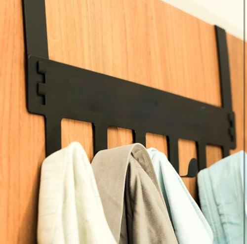 Image of Rorian 1 Pcs Over The Door Hanger, 7 Hook Design Versatile Door Hook Hanger Ideal for Organizing Clothes Perfect Door Hangers for Clothes and Accessories Heavy Duty Carbon Metal Home (Pack of 1)
