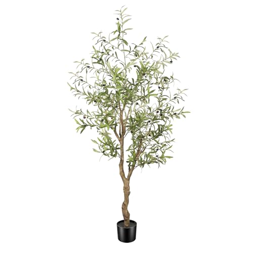 FEELEAD フェイクオリーブの木 【高さ183cm】人工観葉植物 観葉樹 光触媒 大型フェイクグリーン 室内 インテリアグリーン 消臭 本物そっくり おしゃれ 鉢付き リビング オフィス プレゼント用 玄関装飾にも
