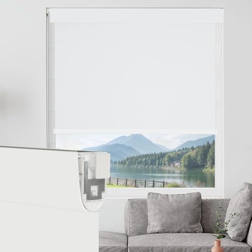 Changshade Custom No Drill No Tools Blackout Roller Shades for Window, Cordless Roller Shades Thermal Insulated UV Protection Privacy, Easy Install Roller Blinds for Home Office, Classic White Changshade Custom No Drill No Tools Blackout Roller Shades for Window, Cordless Roller Shades Thermal Insulated UV Protection Privacy, Easy Install Roller Blinds for Home Office, Classic White