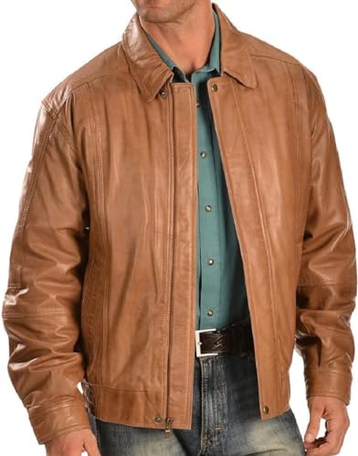 Men's Genuine Leather Classic Real Lambskin Leather Jacket Mens Vintage Black Leather coat with Zip Out Liner