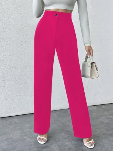 Image of Toochki Trousers for Woman Pants Women's Formal Office Korean | Black Track Pant | Straight | Cotton Spandex Stretchable Trouser | High-Waisted Bottom Wear