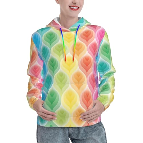 Sweat à capuche tendance femme imprimé feuille pull graphique ajusté