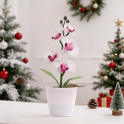 Image of Artificial White Phalaenopsis Orchid Flower Lamp, Flower Night Light for Bedroom Wedding Bar Coffee Shop Decor, Gifts for Women Mom Grandma Friend Birthday Christmas Valentines Mothers Day
