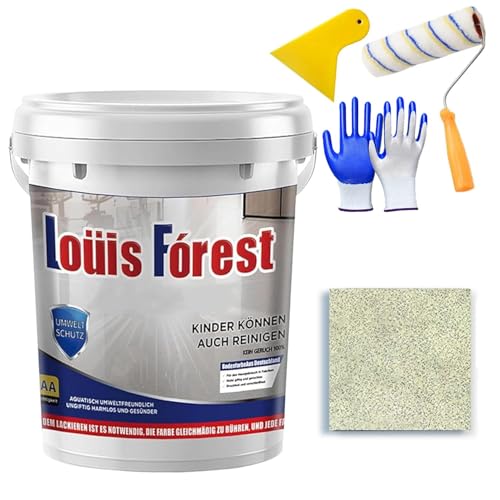Upgrade Epoxy Colored Sand Floor Paint - Quick-Dry, Louis Forest Epoxy Floor Paint for Concrete, 0.5/1KG High Gloss Marble Effect Garage Self-Leveling Coating Waterproof (0.5KG-Beige)