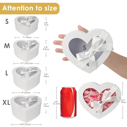 4 boîtes cadeaux blanches à couvercle transparent en cœur Oairse - 2