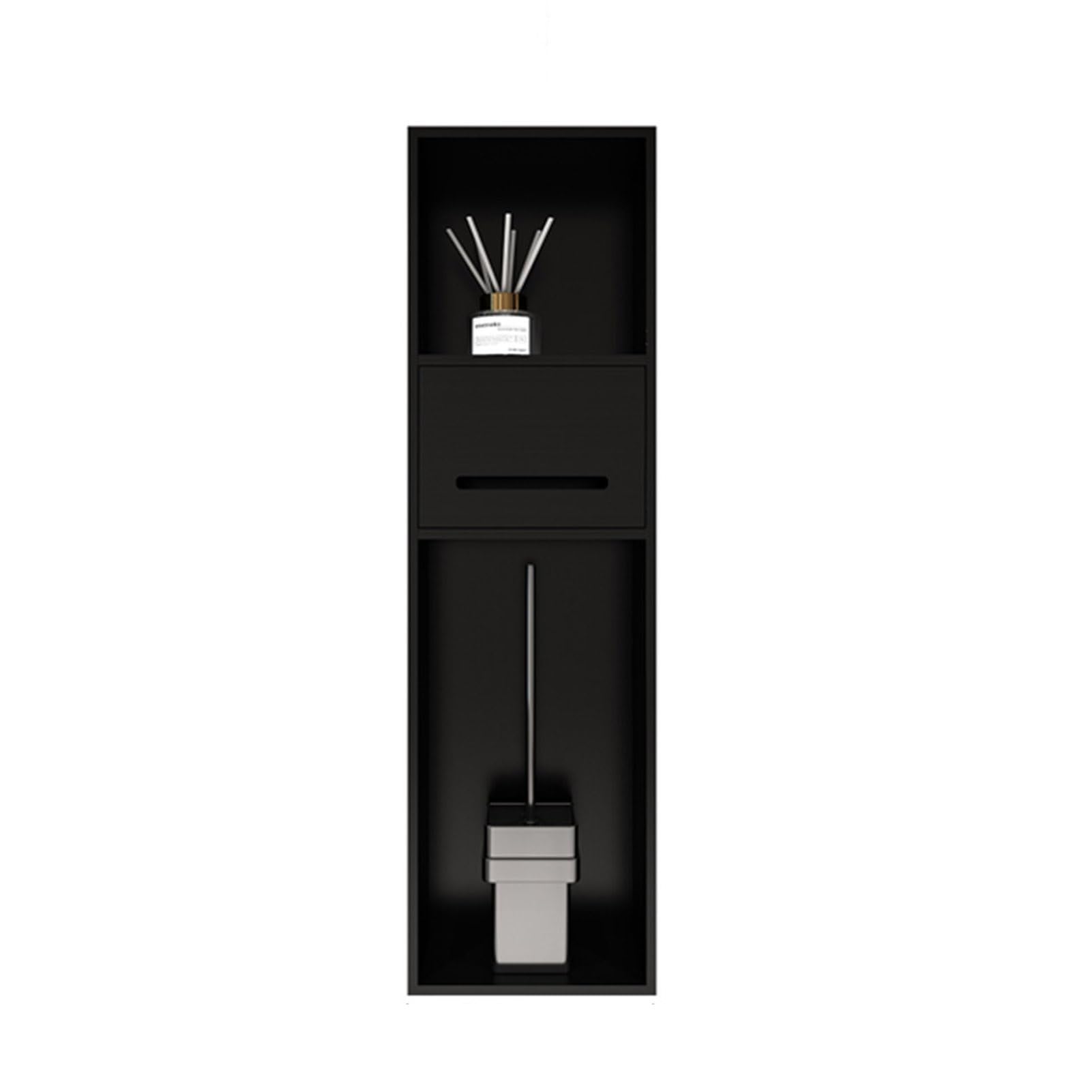 GLJTUO Built-in Shower with Tilt-Out Trash Can, Waterproof Sto Solut for Bathroom, Kitchen, and Living Room - Space-Saving nizer,Negro-23x80x12.5cm