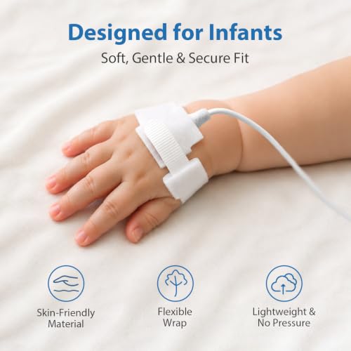 Image of Overnight Pulse Oximeter, Medical Grade Accuarcy SpO2 & Pulse Rate Continuous Pulse Oximeter Pediatric Blood Oxygen Saturation Monitor Handheld Infant with Adjustable Alarms
