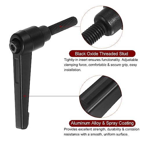 Image of HARFINGTON 6pcs Adjustable Clamping Lever Handles M6 x 20mm Male Thread Bolt Knobs Rotating Screw Locking Quick Release Ratchet Push Button Handle, Black