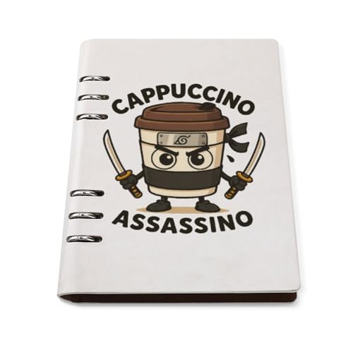 バインダーノート カプチーノ アサシーノ イタリアンブレインロット グッズ システム手帳 A5 ルーズリーフ 6穴 PUレザー 可愛い メモ帳 DIY 日記帳 アニメ 子供用 学生 文房具 卒業記念品 プレゼント