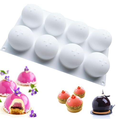 Nenkarn Spherical Silicone Moule, Silicone Rond pour Pâtisserie, Pudding à la Truffe au Chocolat et Bombe de Crème Glacée