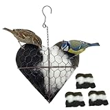 Nistmaterials für Vögel, Vogelnest Herz, Vögel Nistmaterial Und Halter, Inklusive 3 Beutel Vogelnestmaterial für Vogelnestmaterialhalter, Nisthilfen für Vögels, für Garten, Hof