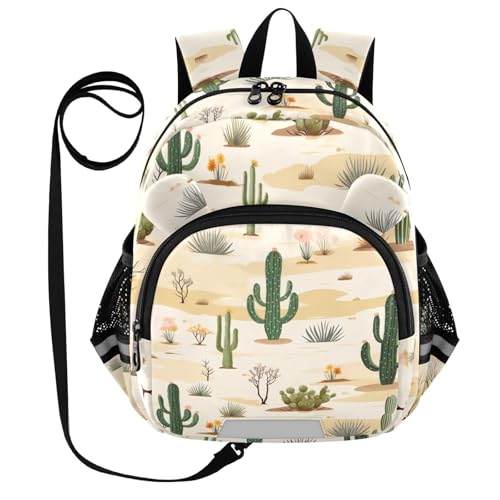Wilderness Cactus Toddler Harness Backpack for Boys Girls 3-6 Years Kids Backpack with Anti Lost Safety Leash Child Leash Backpack for Preschool Walking Travel