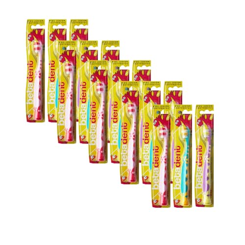 Betadent KIT 15 SPAZZOLINO Soft Kids-Junior Bambini 5-11 Anni. Setole Morbide per Una Corretta Pulizia dei Denti tra Gli Spazi Interdentali. Anti Carie. 15 Pezzi, Colori assortiti