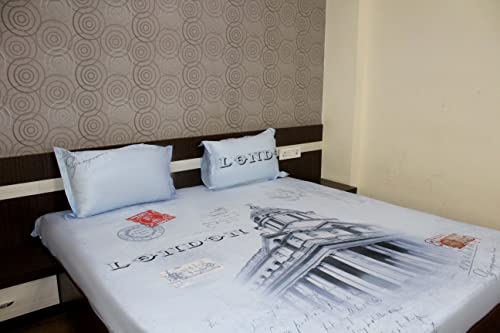 Image of Double Size Bedsheet with 2 Pillow /Takiya Covers Flat Sheet with 2 Pillow Cover - Digital Print 2