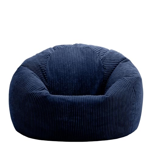 icon Kingston Cord Bean Bag, Navy Blue, Large Adult Bean Bag Chair with Filling Included, Comfy Chair, Living Room Furniture, Bedroom Furniture