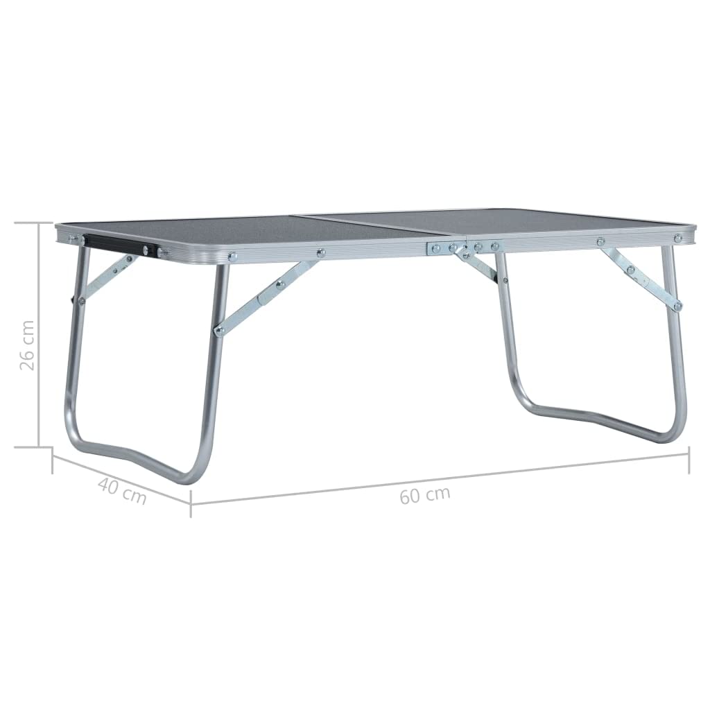 Artykuły sportowe - Rekreacja na świeżym powietrzu - kemping i piesze wycieczki - meble kempingowe składany stół kempingowy szary aluminium 60x40 cm