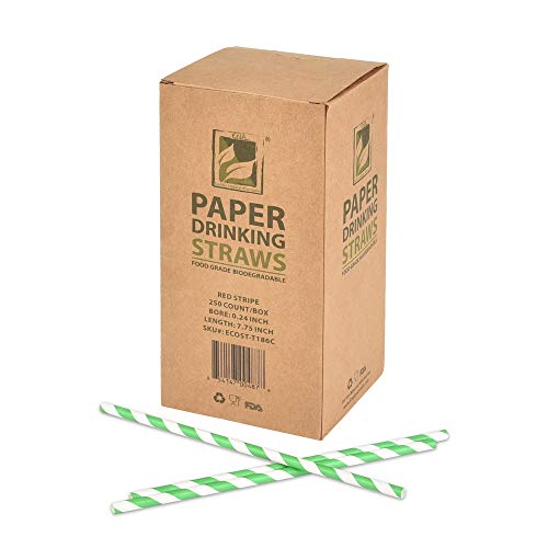 Pitillos de Papel Rayas Verdes 250 unidades 19.69 cm miniatura 1