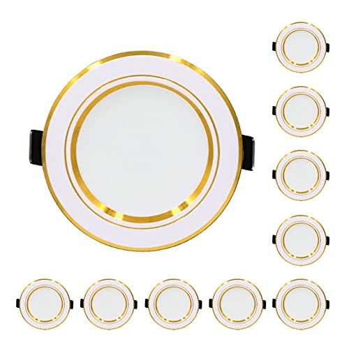 Opaeroo 10 Pcs LED Downlight 220v Ceiling Light 5W 9W 12W Recessed Down Light Round Panel Light 15W 18W Spotlight Indoor Lighting WarmWhite18W Gold