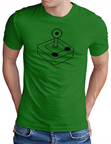 T-Shirt Retro Gamer Joystick OM3 pour Homme en Coton Vert Taille 4XL