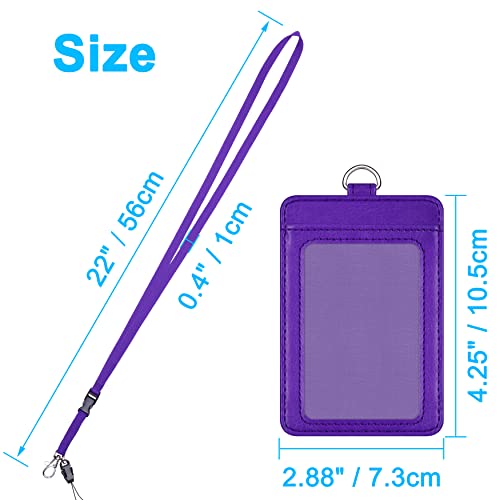 Badge Holder, Wisdompro School Supply 2-Sided Pu Leather College Id Badge Card Holder Wallet Case With 1 Clear Id Window And 1 Credit Card Slot And 22 Inch Detachable Neck Lanyard - Purple (Vertical) #TOP4