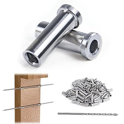 Muzata 100Pack Stainless Steel Protective Sleeves Cable Railing Kit Hardware for Wood Posts for 1/8" Wire Rope Cable T316 Marine Grade Deck Railing CR13,CP1