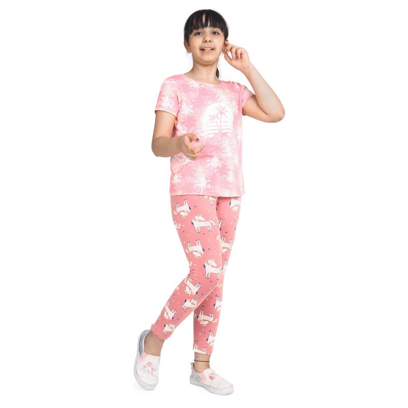 Image of ARIEL Girls Cotton Printed Regular Fit Non-Transparent Ankle Length Leggings
