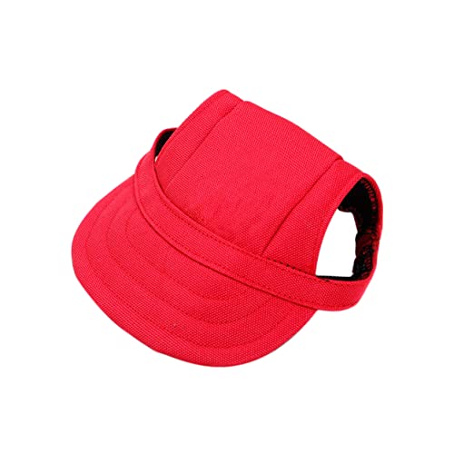 Happyyami Fashionable Dog Baseball Cap Comfortable Pet Peaked Hat for Daily Wear Outdoor Activities and Vacations Red Oxford and Canvas Material for Skin Friendly Comfort