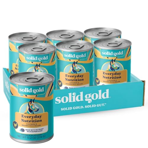 Solid Gold Canned Dog Food for Adult, Puppy & Senior Dogs - High Calorie, High Protein Wet Dog Food w/Real Chicken, Whole Grains & Superfoods for Gut Health - Small, Medium & Large Breed Dogs -6 Pack