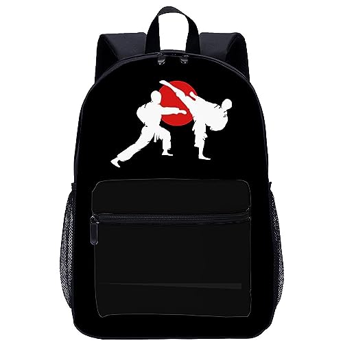 Karate Fighter Laptop Backpack for Men Women 17 Inch Travel Daypack Lightweight Shoulder Bag