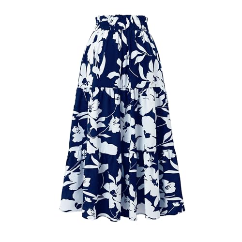 Floral Maxi Skirt for Women Casual Elegant Drawstring Waist Church A Line Skirts Flowy Long Wedding Guest Skorts3