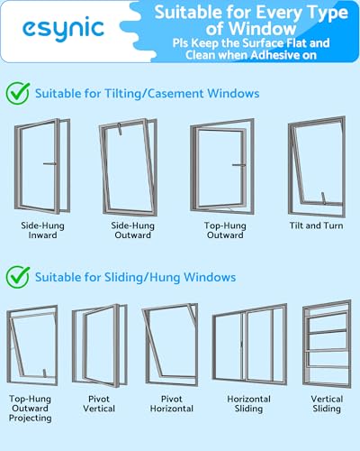 eSynic Window Locks No Drilling 8 Pack UPVC Window Restrictor Stick On Strong Non-Mark Adhesive Support 2 Fixing Ways Window Safety Locks for Kids and Cats Work on All Types of Windows - Image 6