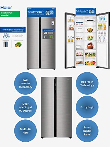 Haier 570 L with Inverter Side by Side Refrigerator (HRF-622SS, Shiny Steel) amazinggiftidea-com