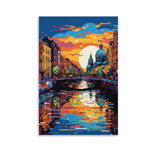 Peinture sur toile architecture urbaine TNSGHAVED 50x75cm de décoration murale pour salon