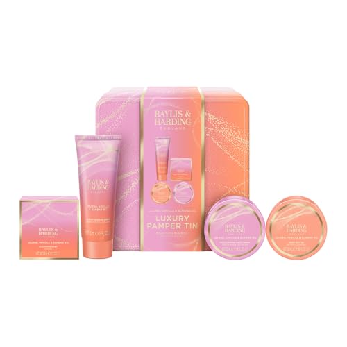 Baylis & Harding Jojoba Vanilla & Almond Oil Luxury Pamper Tin Gift Set - Vegan Friendly