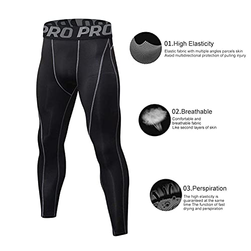 Mens Workout Compression Set Pants And Long Sleeve Shirts Winter Warm Thermal Base Layer Top & Bottom #TOP4