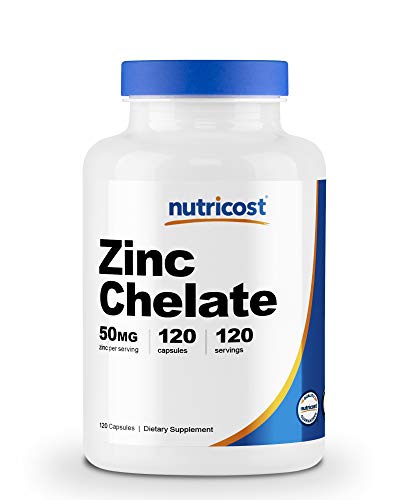 Nutricost Zinc Chelate 50mg, 120 Vegetarian Capsules - Gluten Free and Non-GMO