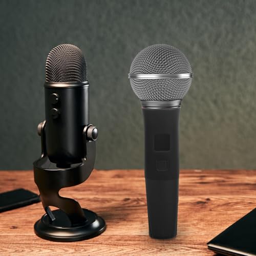 F320 Handle Mic Protective Silicone Sleeve Black Wireless Shockproof Cover for S-320 4.21x1.57 Inch Reusable for Ktv Stage Interviews