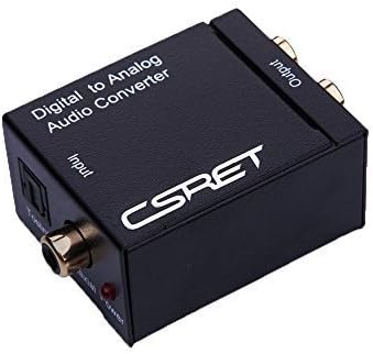 CSRET Digital Coax and Optical Toslink to Analog RCA Audio Converter Adapter RCA L/R Output with Optical Toslink Cable and Power Adapter