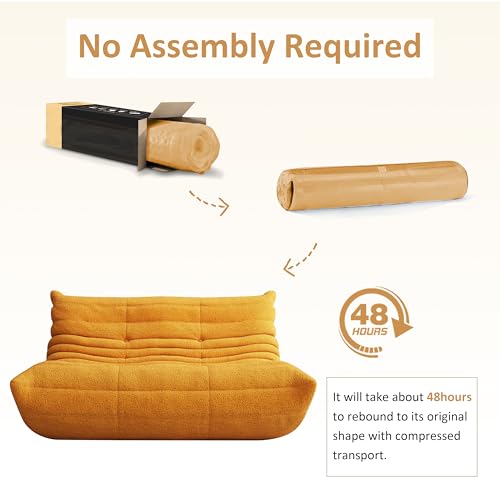 Image of Modular Sectional Sofa Couches L-Shape Couch 3 Seat Modular Sofa Memory Foam Sectional Couches for Living Room, (Yellow, Loveseat)