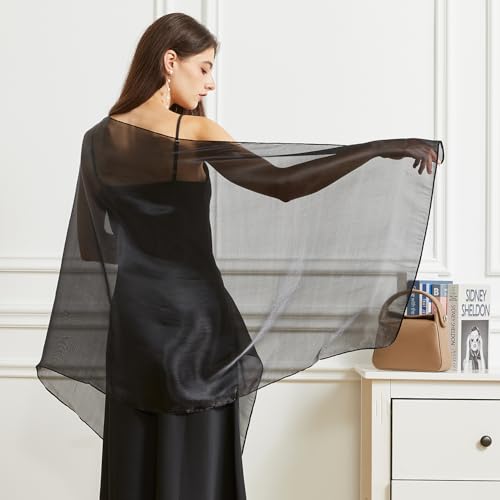 Huralona Women Silky Sheer Shawls and Wraps Shimmer Organza Pashmina Scarf for Evening Dresses Wedding Costume Party4