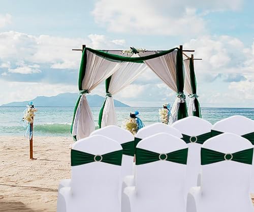 image for JKDMJF Stretch Spandex Hunter Green Chair Sashes Bows 50 Pack Universa