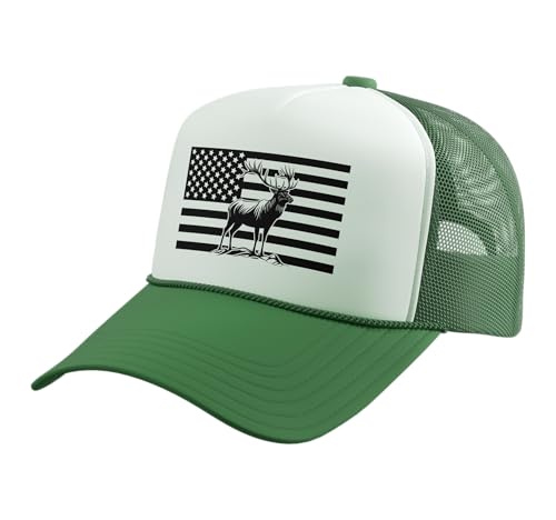 Image of Outdoor Antlers Elk Deer Hunting Trucker Hat with Adjustable Mesh Back
