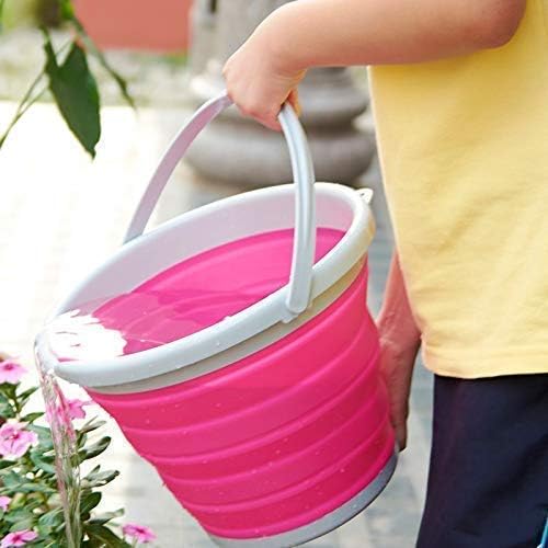 NOMAZO Silicone Collapsible Bucket Balti for Fishing, Camping, Car Washing Folding Plastic Square Bucket Cleaning Tools Laundry Basket Water Storage 10 Liter(Multicolor) 1 pcs-ZN-097 3